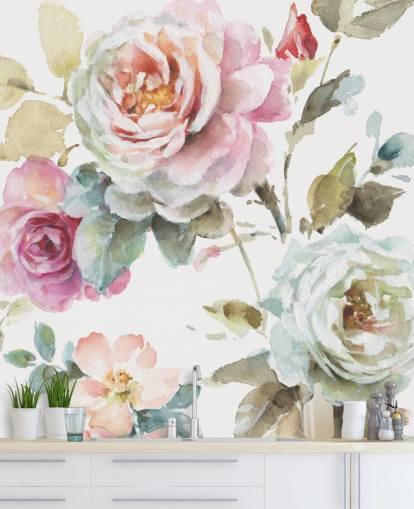 colorful botanical wall mural