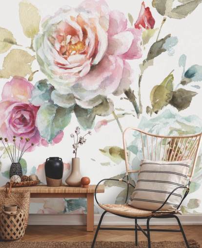 colourful botanical wall mural