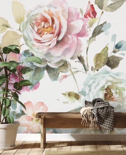 colourful botanical wall mural