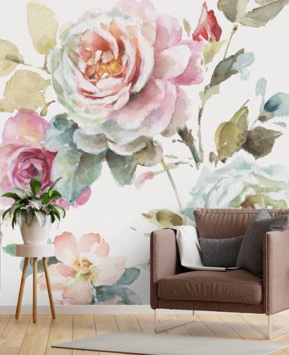 kleurrijke botanische muurschildering