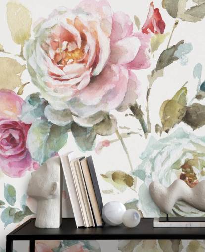 colorful botanical wall mural