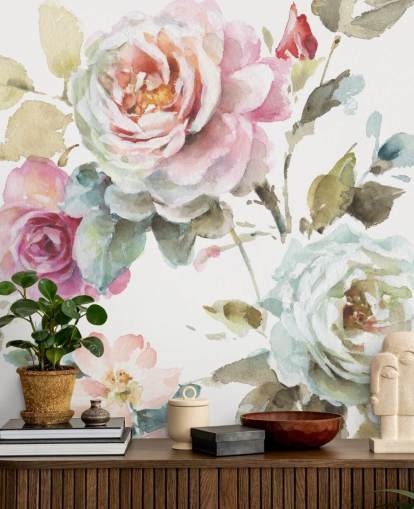 farbenfrohes botanisches Wandbild