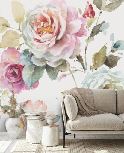 colourful botanical wall mural