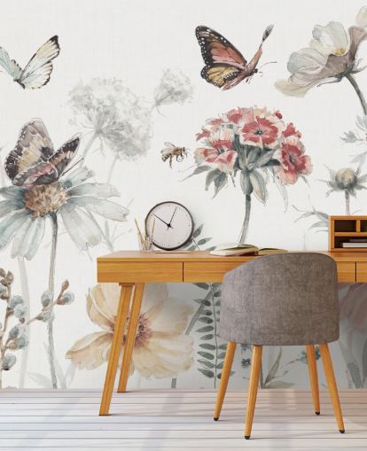 Décoration murale botanique avec papillons Décoration murale botanique avec papillons