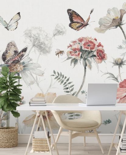 Décoration murale botanique avec papillons