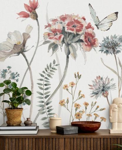 Colorful Floral Mural with butterfly