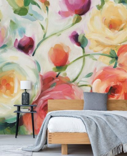 mural de papel de parede floral colorido mural de papel de parede floral colorido