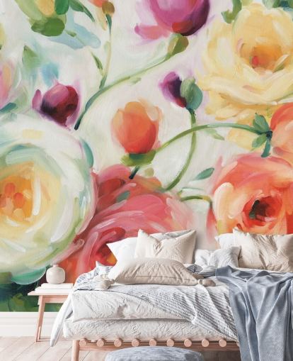 colourful floral wallpaper mural