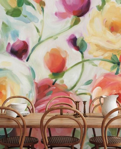 mural de papel pintado floral colorido mural de papel pintado floral colorido