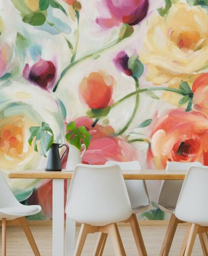 carta da parati murale floreale colorata