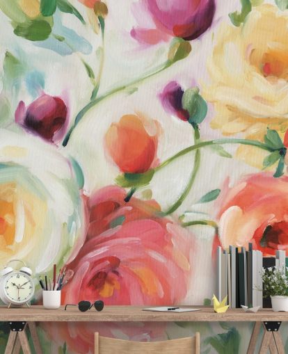 mural de papel de parede floral colorido mural de papel de parede floral colorido