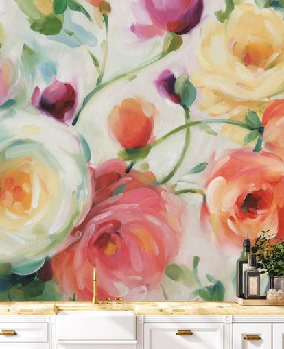 kleurrijke muurschildering met bloemenbehang