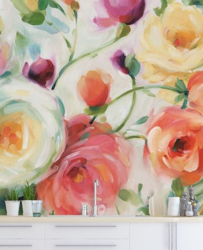kleurrijke muurschildering met bloemenbehang kleurrijke muurschildering met bloemenbehang
