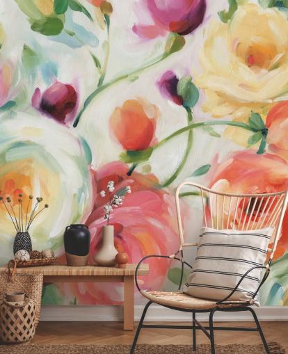 kleurrijke muurschildering met bloemenbehang kleurrijke muurschildering met bloemenbehang
