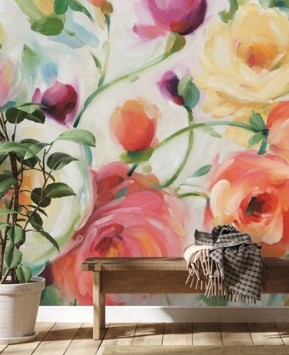 colorful floral wallpaper mural