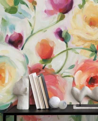 colorful floral wallpaper mural
