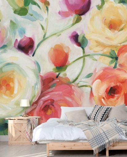 mural de papel de parede floral colorido mural de papel de parede floral colorido