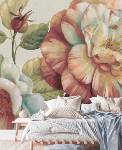 grande fresque murale florale