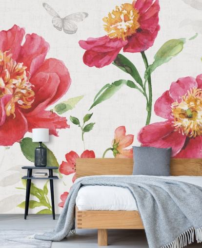 pink botanical wall mural pink botanical wall mural