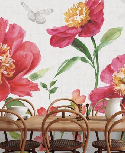 pink botanical wall mural pink botanical wall mural