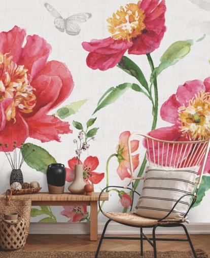 murale botanico rosa