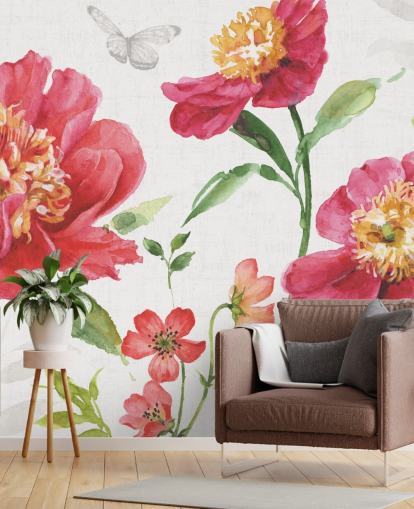 rosafarbenes botanisches Wandbild