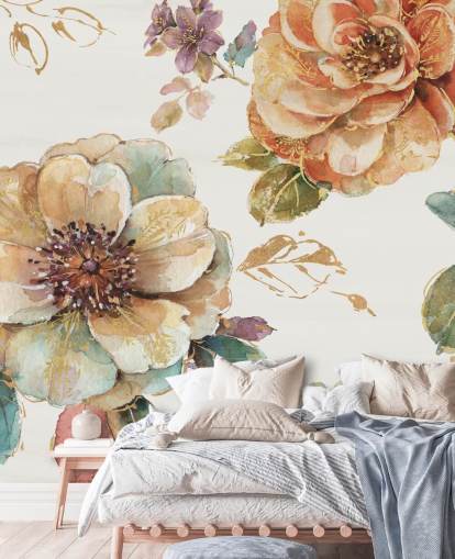 Decorazione murale botanica nei toni speziati dell'autunno