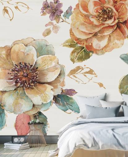 Decorazione murale botanica nei toni speziati dell'autunno