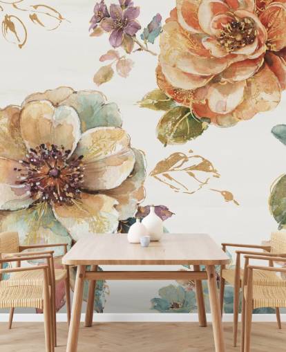 Botanical Wall Mural in spiced autumn tones Botanical Wall Mural in spiced autumn tones