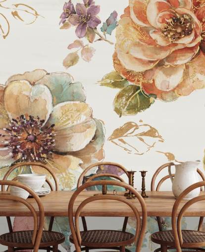 Decorazione murale botanica nei toni speziati dell'autunno