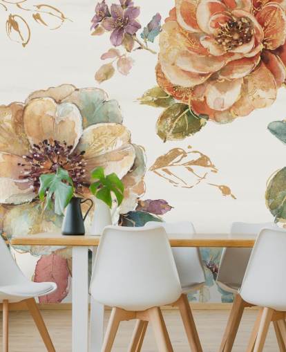 Mural de pared botánico en tonos otoñales especiados Mural de pared botánico en tonos otoñales especiados