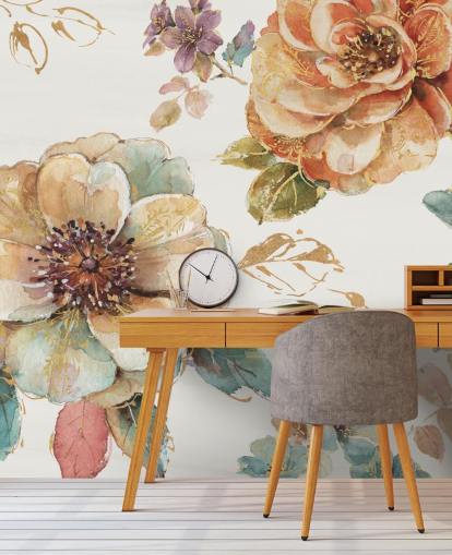 Mural de pared botánico en tonos otoñales especiados Mural de pared botánico en tonos otoñales especiados