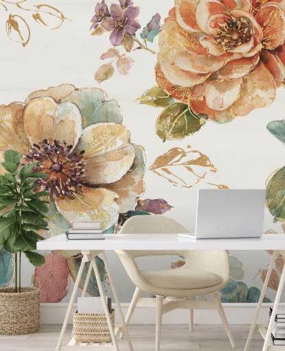 Mural de pared botánico en tonos otoñales especiados Mural de pared botánico en tonos otoñales especiados