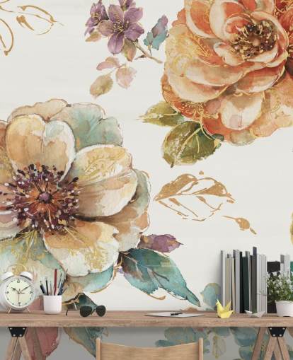 Mural de pared botánico en tonos otoñales especiados Mural de pared botánico en tonos otoñales especiados