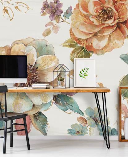 Botanical Wall Mural in spiced autumn tones Botanical Wall Mural in spiced autumn tones