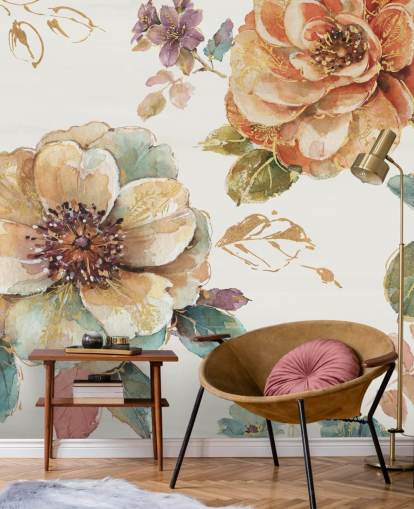 Mural de pared botánico en tonos otoñales especiados Mural de pared botánico en tonos otoñales especiados