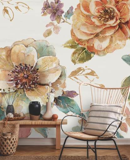 Decorazione murale botanica nei toni speziati dell'autunno