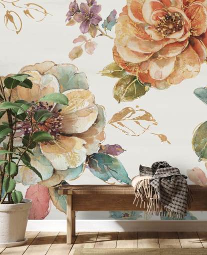 Decorazione murale botanica nei toni speziati dell'autunno