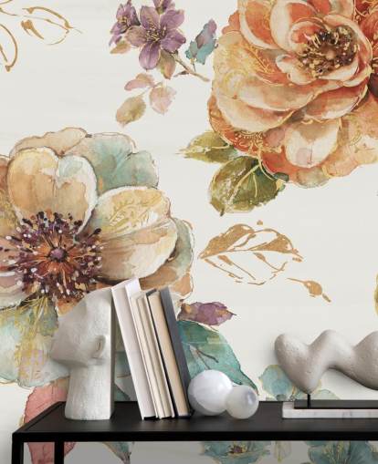 Botanical Wall Mural in spiced autumn tones Botanical Wall Mural in spiced autumn tones