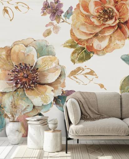 Botanical Wall Mural in spiced autumn tones Botanical Wall Mural in spiced autumn tones
