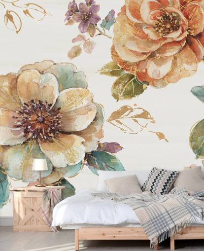 Decorazione murale botanica nei toni speziati dell'autunno Decorazione murale botanica nei toni speziati dell'autunno