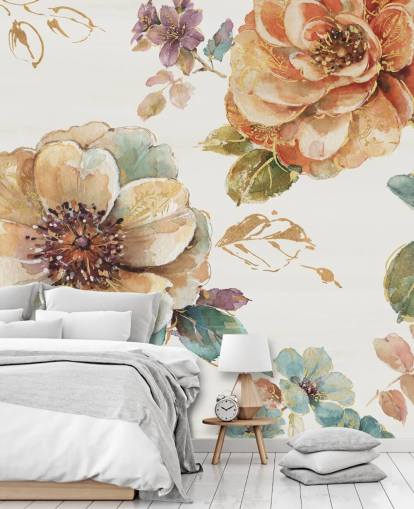 Botanical Wall Mural in spiced autumn tones Botanical Wall Mural in spiced autumn tones