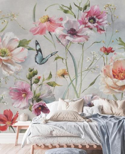 Décoration murale botanique vintage avec papillon Décoration murale botanique vintage avec papillon