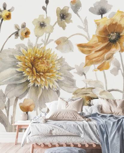 Botanisches Wandbild aus Gelbgold