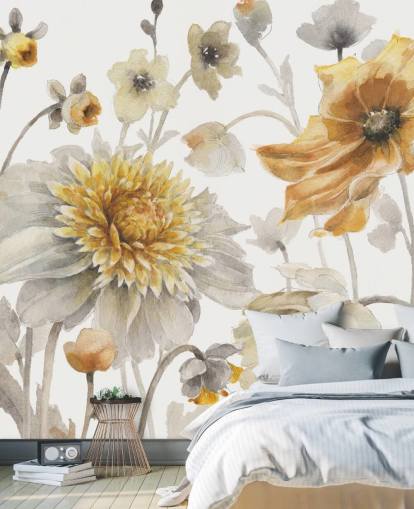 Botanisches Wandbild aus Gelbgold Botanisches Wandbild aus Gelbgold