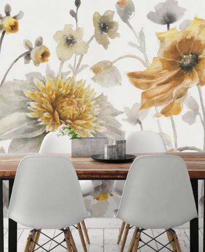 Botanisches Wandbild aus Gelbgold Botanisches Wandbild aus Gelbgold