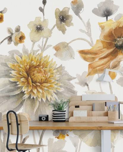 Botanisches Wandbild aus Gelbgold