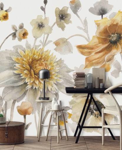 Botanisches Wandbild aus Gelbgold