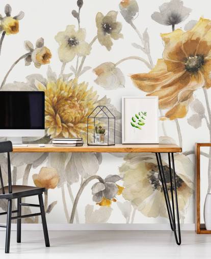 Botanisches Wandbild aus Gelbgold