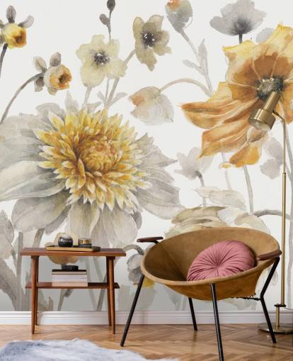 Botanisches Wandbild aus Gelbgold